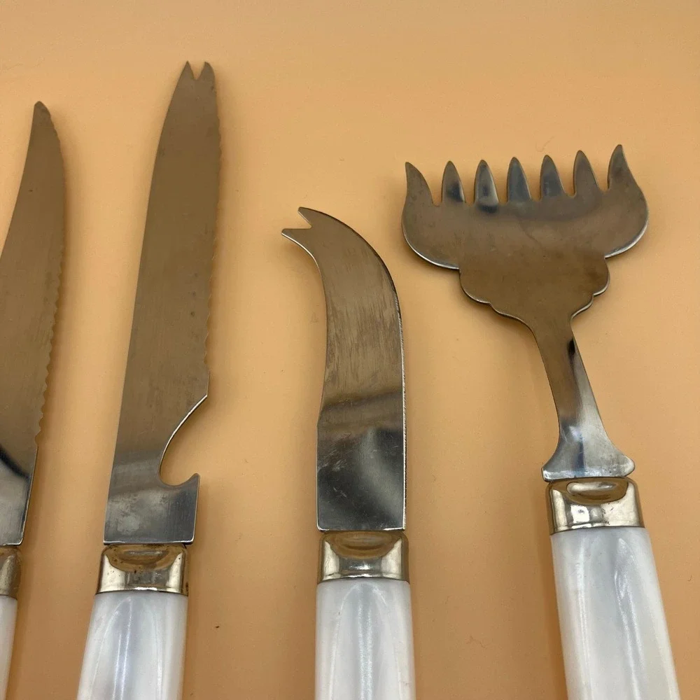 6 Piece Set Vintage Stainless Pearly Handle Charcuterie Regent Sheffield England